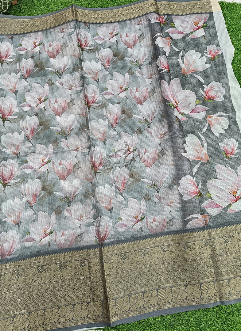 Beautiful Digital Print Kota Saree in Kanchi Borders