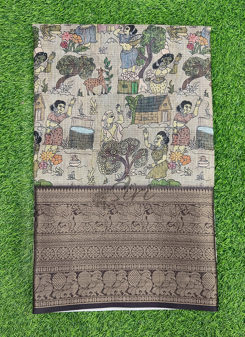 Beautiful Digital Print Kota Saree in Kanchi Borders