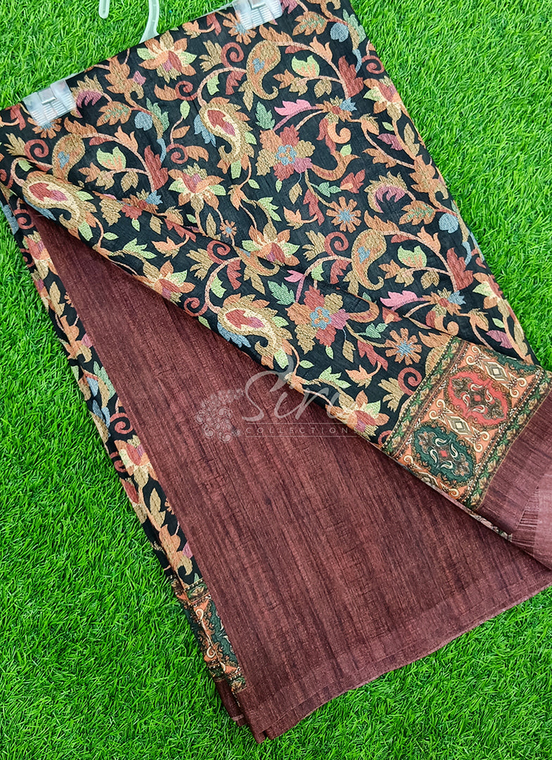 Beautiful Digital Print Premium Tussar Saree