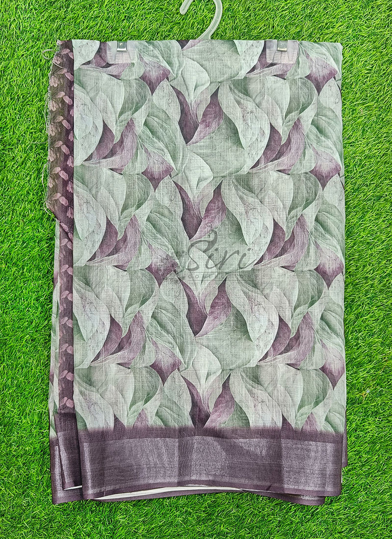 Lovely Digital Print Linen Saree