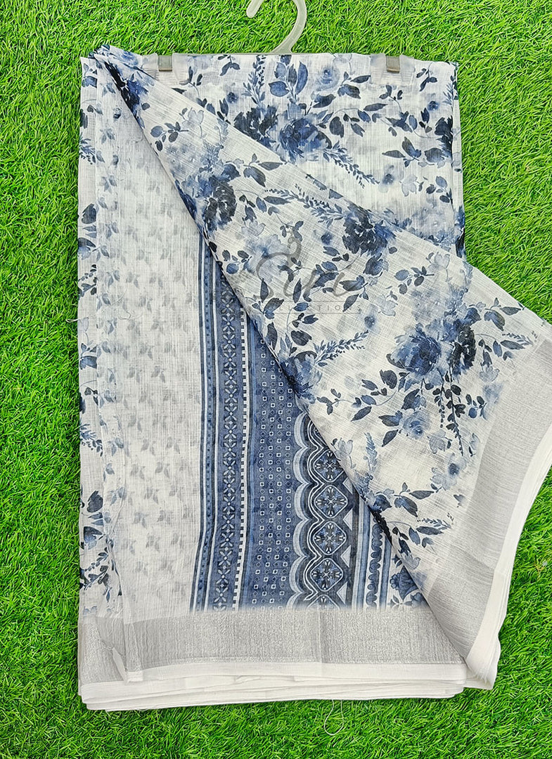Lovely Digital Print Linen Saree