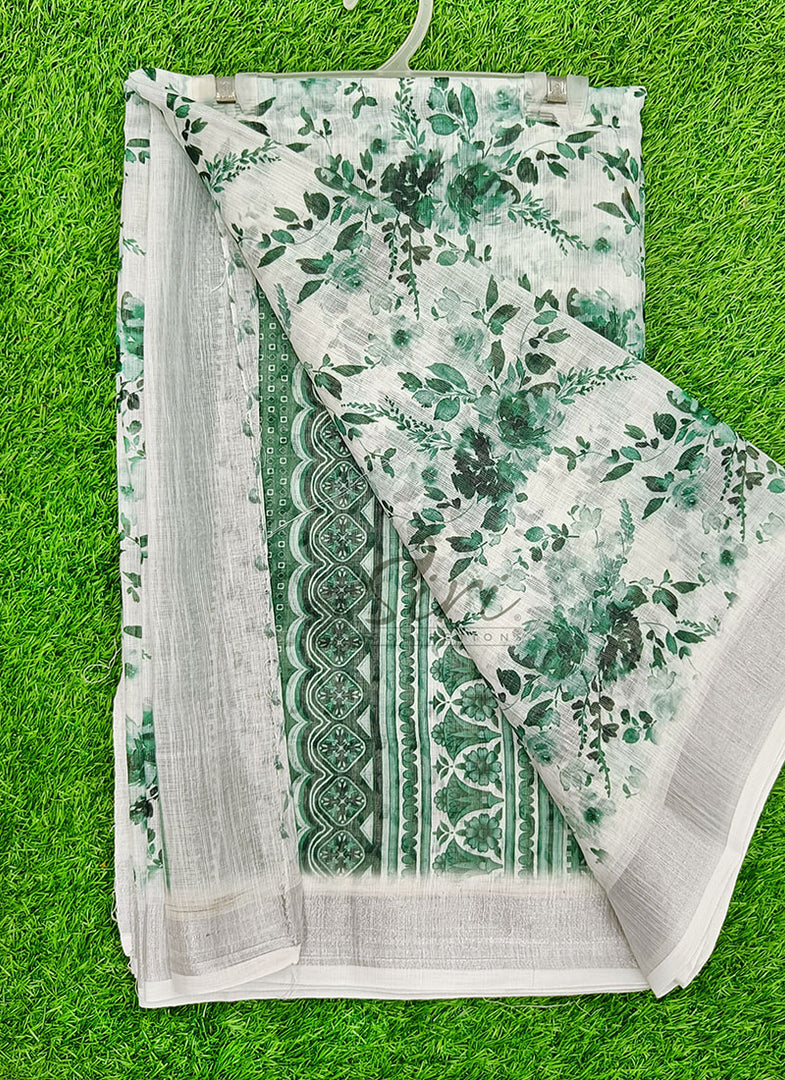 Lovely Digital Print Linen Saree