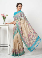 Load image into Gallery viewer, Beautiful Digital Print Fancy Tussar Saree in Kalamkari Design