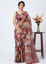 Load image into Gallery viewer, Designer Digital Print Organza And Tissue Stripes Saree