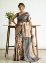 Load image into Gallery viewer, Designer Digital Print Bhagalpur Saree in Kantha Work