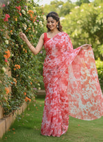 Load image into Gallery viewer, Latest Garden Vareli Printed Nara Chiffon Saree
