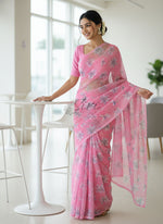 Load image into Gallery viewer, Beautiful Garden Vareli Printed Nara Chiffon Saree