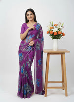 Load image into Gallery viewer, Beautiful Garden Vareli Printed Nara Chiffon Saree
