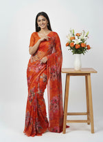 Load image into Gallery viewer, Beautiful Garden Vareli Printed Nara Chiffon Saree