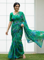Load image into Gallery viewer, Beautiful Garden Vareli Printed Nara Chiffon Saree