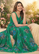 Load image into Gallery viewer, Beautiful Garden Vareli Printed Nara Chiffon Saree