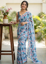 Load image into Gallery viewer, Beautiful Garden Vareli Printed Nara Chiffon Saree