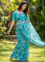Load image into Gallery viewer, Beautiful Garden Vareli Printed Nara Chiffon Saree