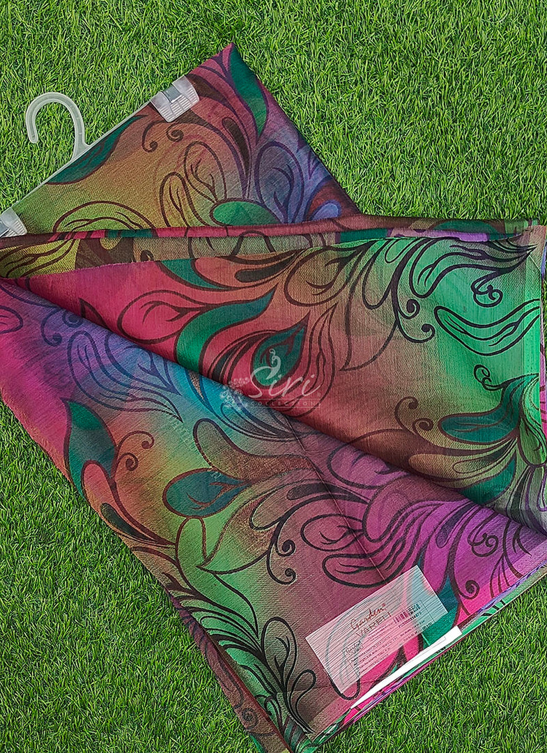 Latest Garden Vareli Printed Nara Chiffon Saree