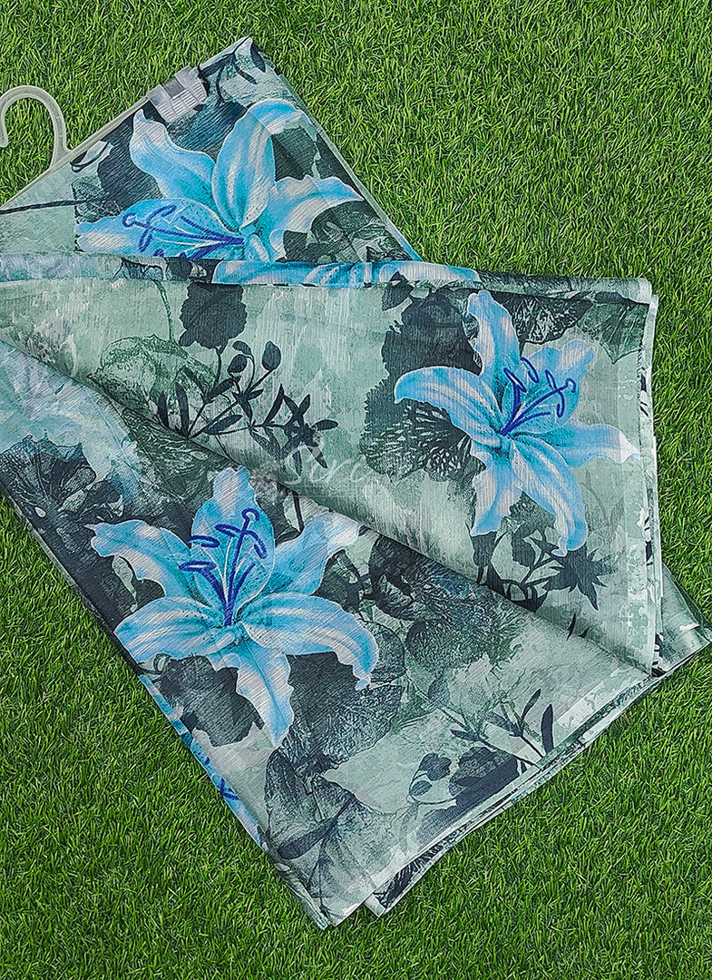 Latest Garden Vareli Printed Nara Chiffon Saree