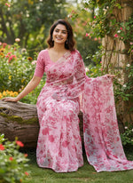 Load image into Gallery viewer, Garden Vareli Printed Nara Chiffon Saree