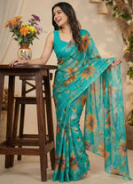 Load image into Gallery viewer, High Quality Garden Vareli Printed Nara Chiffon Saree
