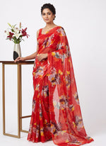 Load image into Gallery viewer, Elegant Garden Vareli Printed Nara Chiffon Saree