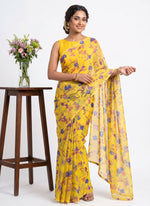 Load image into Gallery viewer, Elegant Garden Vareli Printed Nara Chiffon Saree