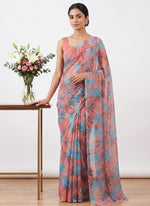 Load image into Gallery viewer, Authentic Garden Vareli Printed Nara Chiffon Saree