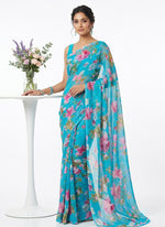 Load image into Gallery viewer, High Quality Garden Vareli Printed Nara Chiffon Saree without Blouse