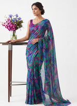 Load image into Gallery viewer, Garden Vareli Printed Nara Chiffon Saree without Blouse