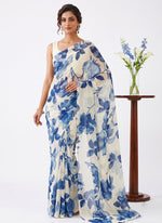 Load image into Gallery viewer, Garden Vareli Printed Nara Chiffon Saree without Blouse