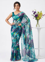 Load image into Gallery viewer, Garden Vareli Printed Nara Chiffon Saree without Blouse