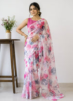 Load image into Gallery viewer, Garden Vareli Printed Nara Chiffon Saree without Blouse