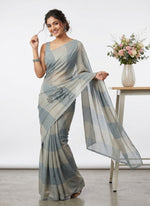 Load image into Gallery viewer, Beautiful Elegant Grey Colour Soft Jute Georgette Saree