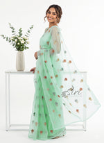 Load image into Gallery viewer, Lovely Organza Saree in Cute Flower Design
