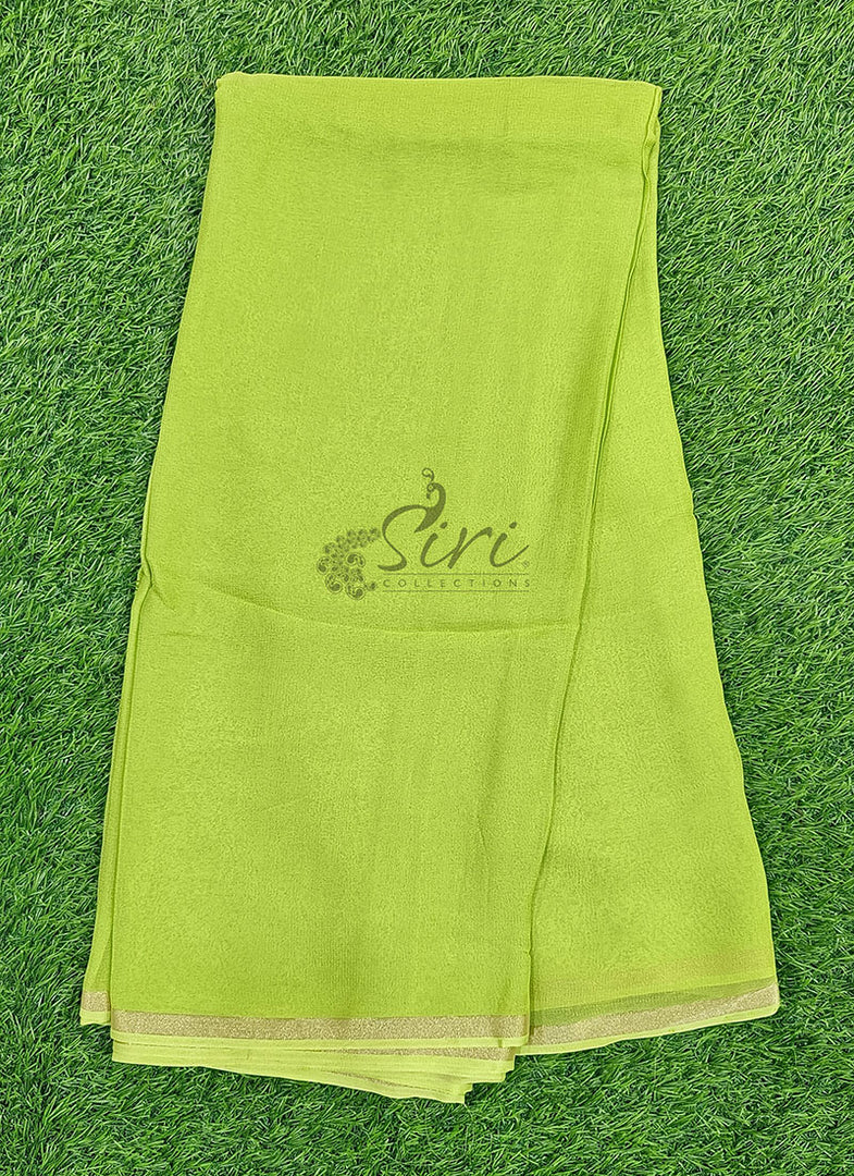 Plain Georgette Saree in Small Zari Border