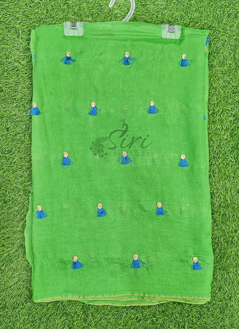 Lovely Jute Georgette Saree in Embroidery Butis
