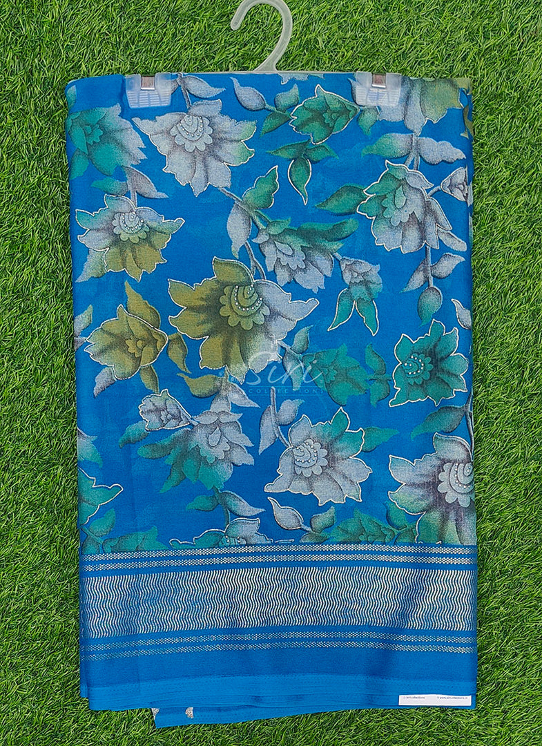 Beautiful Georgette Floral Print Sarees with Foil Print Border