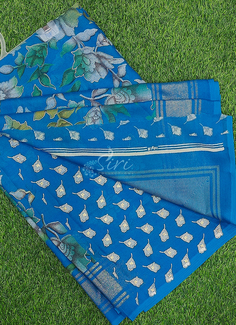Beautiful Georgette Floral Print Sarees with Foil Print Border