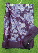 Load image into Gallery viewer, Beautiful Floral Printed Satin Chiffon Saree