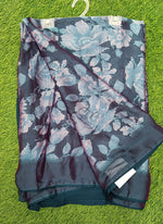 Load image into Gallery viewer, Beautiful Floral Printed Satin Chiffon Saree