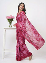 Load image into Gallery viewer, Beautiful Floral Printed Satin Chiffon Saree