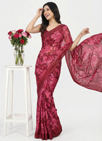 Load image into Gallery viewer, Beautiful Floral Printed Satin Chiffon Saree