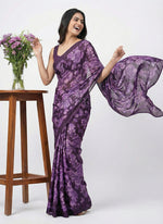 Load image into Gallery viewer, Beautiful Floral Printed Satin Chiffon Saree