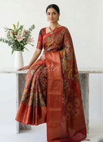 Load image into Gallery viewer, Beautiful Digital Print Fancy Banarasi Silk Saree