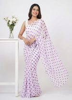 Load image into Gallery viewer, Latest Printed Georgette Saree in Polka Dots Design