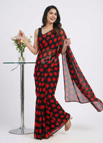 Load image into Gallery viewer, Latest Printed Georgette Saree in Polka Dots Design