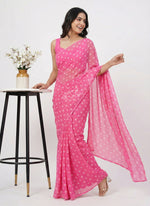 Load image into Gallery viewer, Latest Printed Georgette Saree in Polka Dots Design