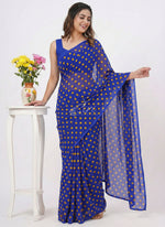 Load image into Gallery viewer, Latest Printed Georgette Saree in Polka Dots Design