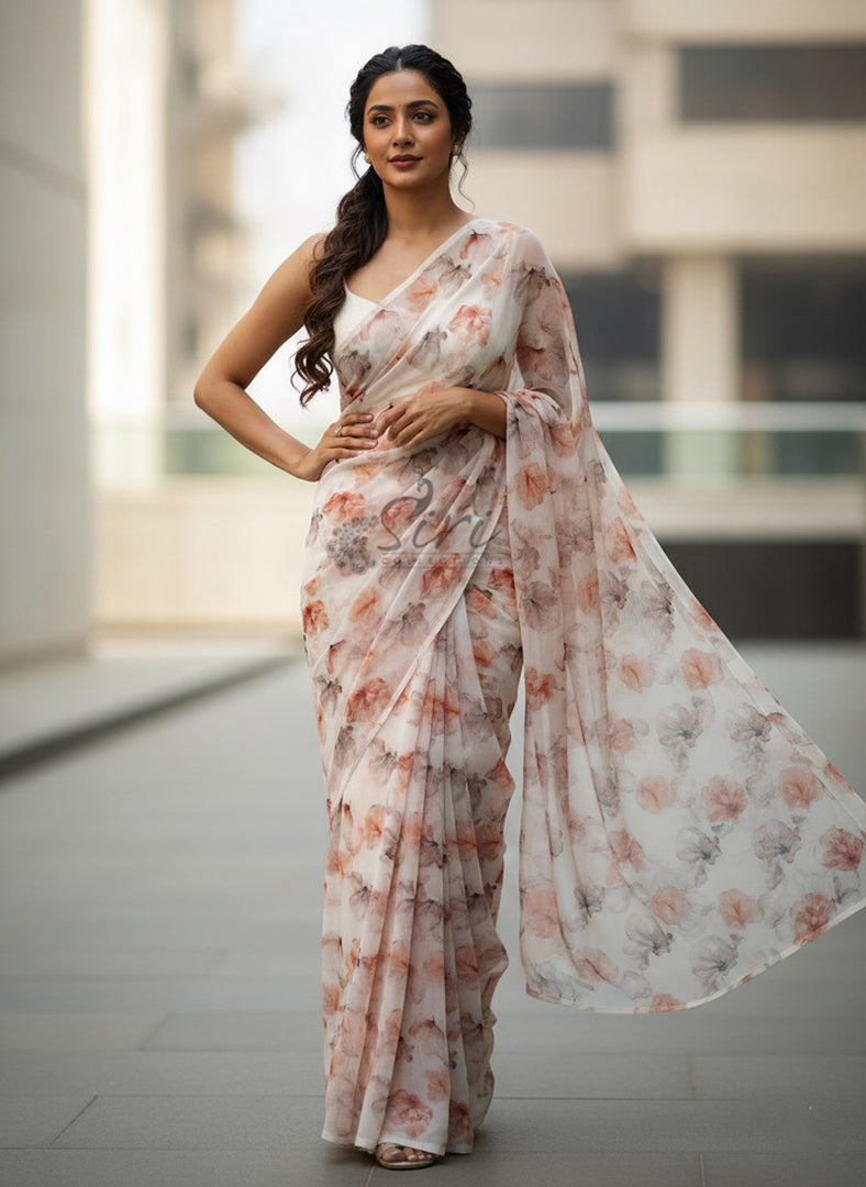 Beautiful Lovely Digital Print Soft Siri Chiffon Saree
