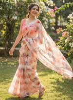 Load image into Gallery viewer, Beautiful Lovely Digital Print Soft Siri Chiffon Saree