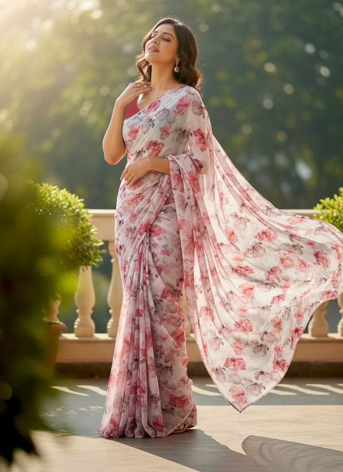 Beautiful Digital Print Soft Siri Chiffon Saree