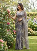Load image into Gallery viewer, Beautiful Digital Print Soft Siri Chiffon Saree