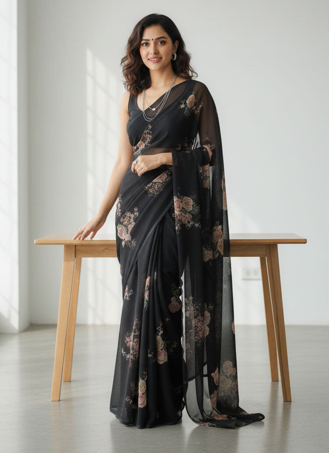 Beautiful Digital Print Soft Siri Chiffon Saree